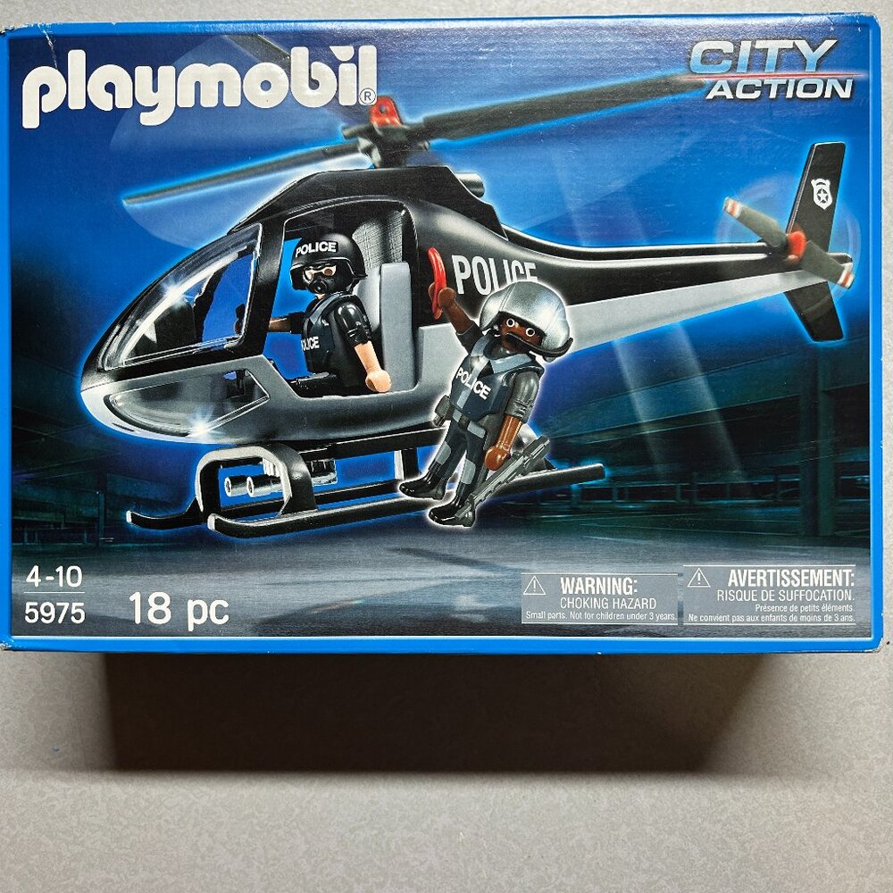 Factory Sealed Playmobil City Action Police Tactical Unit Helicopter--# 5975